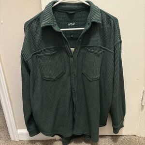 Aerie Dark Green Waffle Knit Shirt